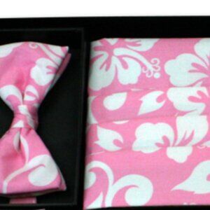 PINK PAREAUS FLORAL CUMMERBUND & BOW TIE SET